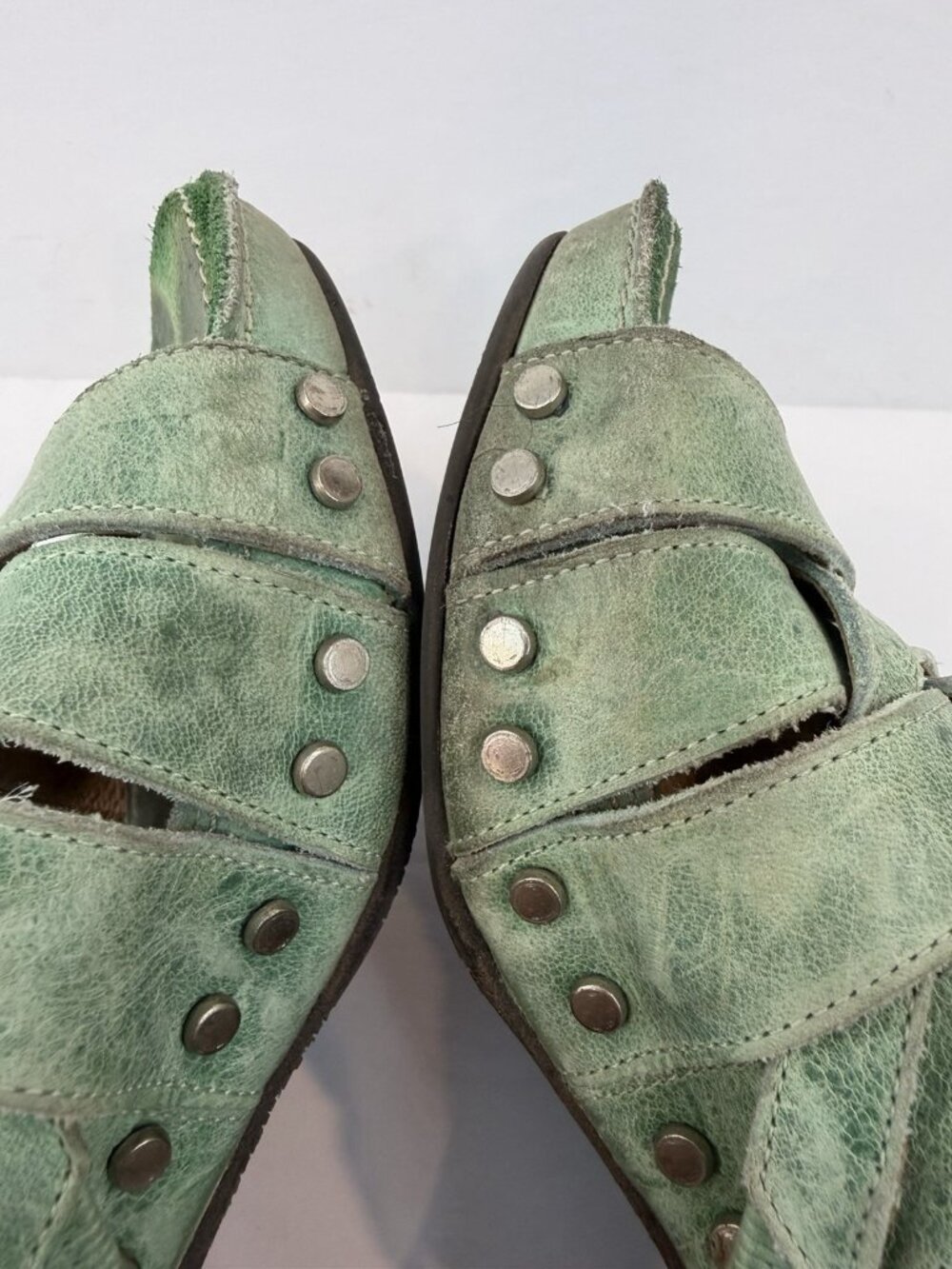 John Fluevog Women's Janice Mint Green Platform Heeled Sandal Size 6 READ - Picture 12 of 16